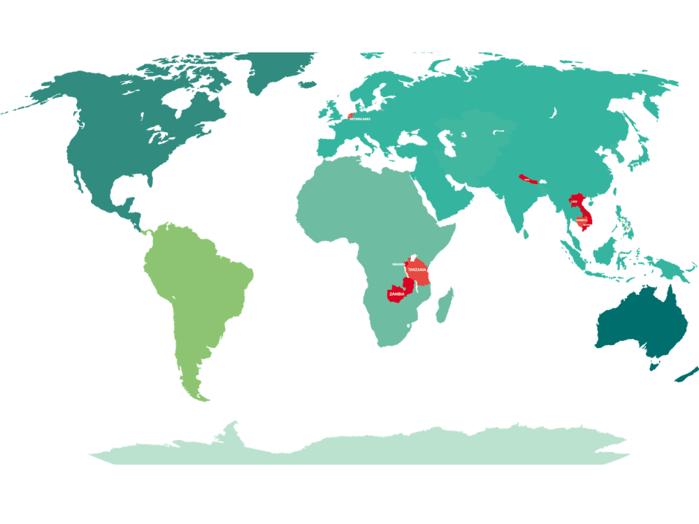 Wereldkaart toont waar Eye Care Foundation actief is